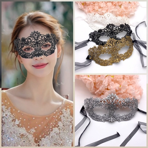 Lace Masquerade Mask Sexy Hollow Out Eye Mask For Halloween Costume Party Accessory Women Elegant Mysterious Style