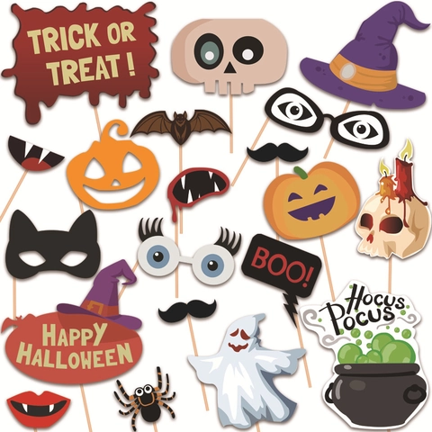 Accessori Per Fotoboot Halloween Decorazioni Fotografia Zucca Fantasma Pipistrello In Carta E Legno Per Feste