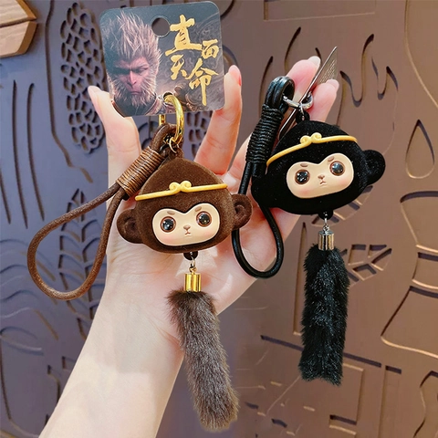 Affenkönig Schlüsselanhänger Sun Wukong Tasche Anhänger Kunstpelz Quaste Samt Auto Hängende Dekoration Geschenk