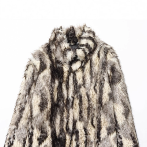 Kunstpelz Mantel Damen Stehkragen Langarm Plüsch Jacke Winter Warm Elegant Tiergarten Textur Oberbekleidung Mode
