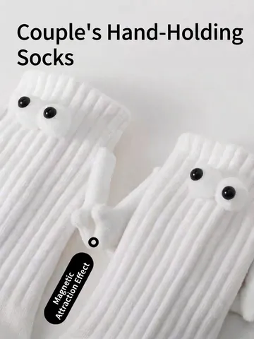 Calcetines Magnéticos Que Se Dan La Mano Divertidos Ojos 3D Algodón Media Pantorrilla Unisex Regalo Pareja Novedad