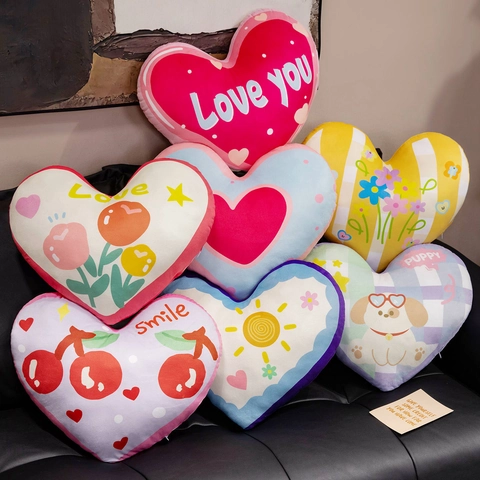 Cuscino Di Peluche A Forma Di Cuore Morbido Peluche Corto Giocattolo Imbottito Divano Decorazione Kawaii Regalo Di San Valentino