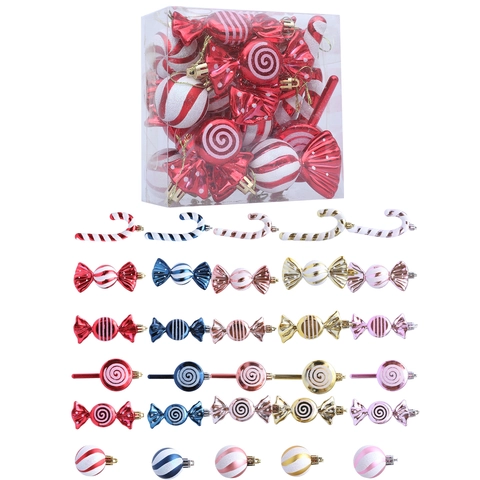 Weihnachten Süßigkeiten Ornamente Zuckerstange Lutscher Ball Hängende Dekorationen Für Weihnachtsbaum Feiertagsfeier Neuheit Kunststoff Galvani Glitzer