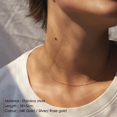 Minimalist Stainless Steel Multi Layer Chain Necklace Women Gold Rose Gold Plated Geometric Circle Pendant Jewelry