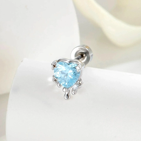 Heart Cubic Zirconia Ear Cartilage Stud Titanium Steel Molten Lava Helix Piercing Chic Body Jewelry For Women