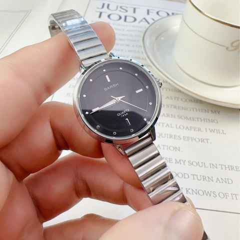 BARSH Women Quartz Watch Alloy Chain Strap Minimalist Small Round Dial Fashionable Wristwatch For Lady Student