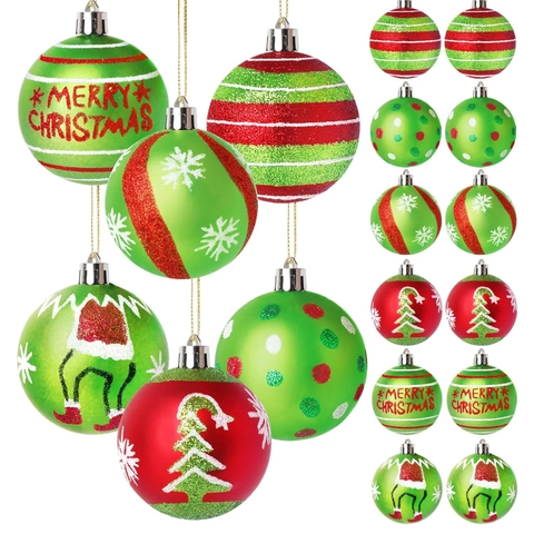 Palle Di Natale In Plastica Dipinta Glitter Decorazioni Appese Per Albero Di Festa