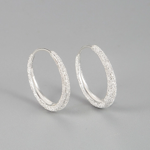 Pendientes De Aro De Plata De Ley 925 Textura Esmerilada Chorreada Estilo Galaxia Estrellada Minimalista Mujer