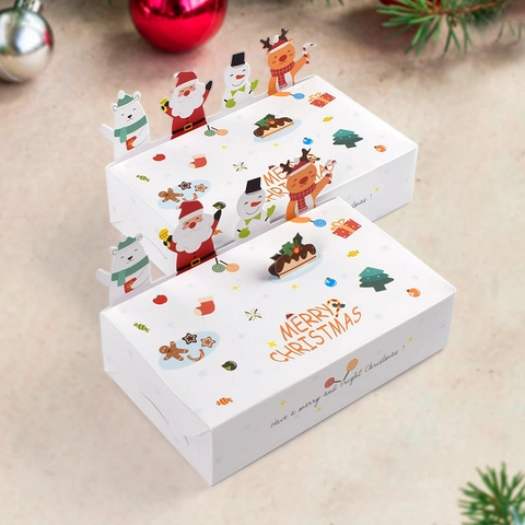 Scatole Regalo Di Natale Cartone Pieghevole 3D Personaggi Babbo Natale Pupazzo Di Neve Dolci Biscotti Confezione Festa