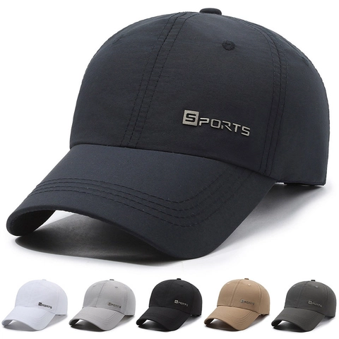 Men Quick Dry Baseball Cap Polyester Breathable Sports Sun Hat Adjustable Outdoor Summer Letter Print