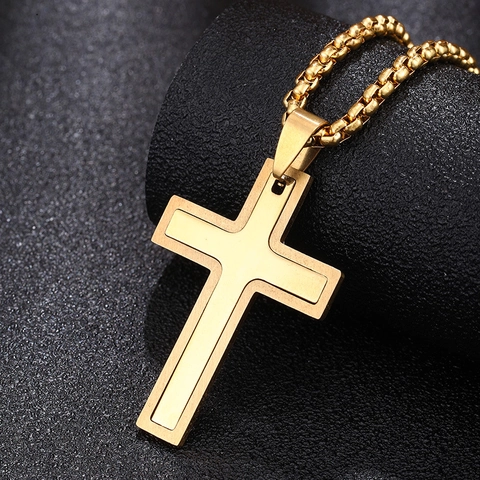 Abnehmbare Kreuz Anhänger Halskette Edelstahl Hip Hop Religiöser Modeschmuck Für Herren Damen Gold Silber