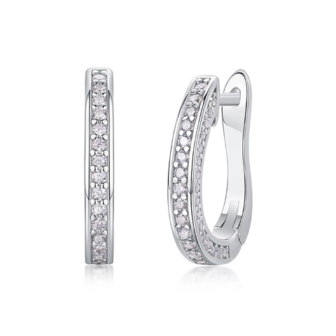 925 Sterling Silver Moissanite Hoop Earrings For Women Luxury Geometric U-Shaped Inlaid Jewelry Fashion Earring With Cert