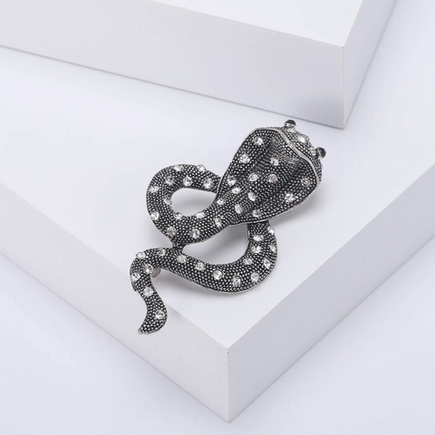 Spilla Serpente Cobra Vintage Distintivo Lega Rhinestone Forma Animale Accessorio Moda Per Donne