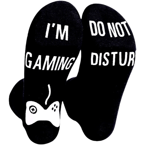 Gaming Crew Socks Combed Cotton Anti Slip Novelty Funny Gift Do Not Disturb Letter Print Unisex Adults