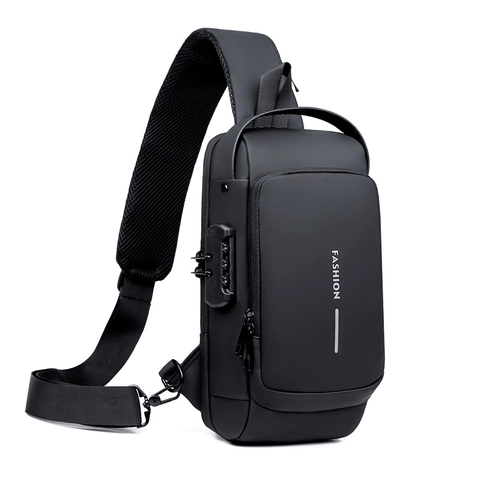 Heren Sling Tas Waterdicht Oxford Borsttas USB Oplaadpoort Anti-diefstal Wachtwoord Slot Schoudertas Voor Reizen