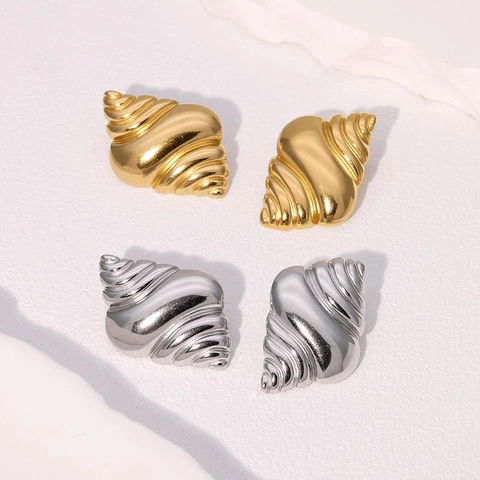 Conch Schelp Knopoorbellen Roestvrij Staal 18K Verguld Oceaan Strand Stijl Minimalistisch Voor Dames
