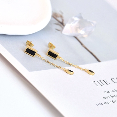 Minimalisti Orecchini Pendenti con Nappina in Rame e Zirconia con Perno in Argento Sterling 925 per Donna Gioielli di Moda