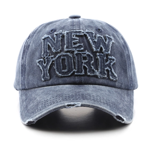 Vintage Distressed Washed Cotton Baseball Cap For Men Women New York Letter Patch Adjustable Outdoor Sunshade Dad Hat