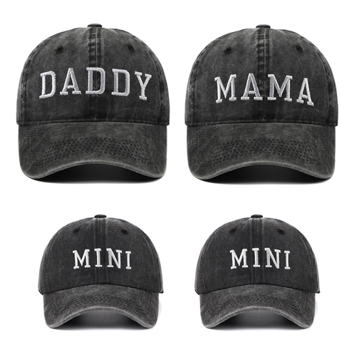 Πλυμένο Βαμβακερό Καπέλο Μπέιζμπολ Vintage Daddy Mama Mini Κέντημα Ρυθμιζόμενο Καπέλο Οικογενειακό