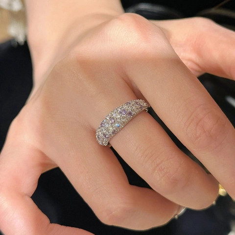 Zircon Open Ring Copper Material Adjustable Geometric Pave Fashion Hand Accessory Jewelry For Women