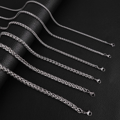 Stainless Steel Keel Chain Necklace Wheat Link Choker Hip Hop Fashion Jewelry For Men Women Durable Waterproof