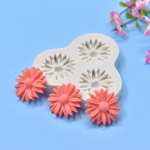 Daisy Zonnebloem Siliconen Vorm Voor Fondant Taart Decoratie DIY Handgemaakte Zeep Kaarsen Maken Flexibele Florale Bakkerij Tool