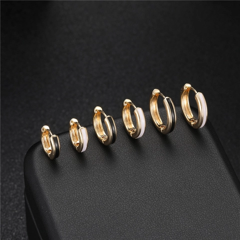 Minimalistische Kupfer Hoop Ohrringe 14K Vergoldet Emaille Tropfen Öl Runde Schnalle Ohrringe Für Damen Mode Schmuck Zubehör