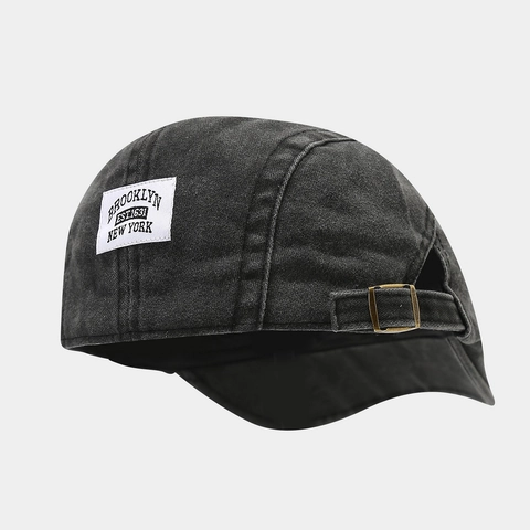 Retro Washed Cotton Ivy Cap Distressed Flat Cap Vintage Adjustable Newsboy Hat With Brooklyn Letter Patch For Men Women