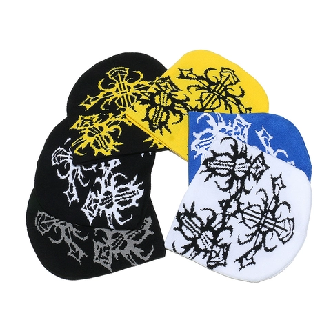 Gothic Totem Strickmütze Beanie Acryl Warm Jacquard Punk Streetwear Y2K Hip Hop Mütze Für Damen Herren