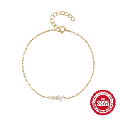 Bracciale Minimalista In Argento Sterling 925 Da Donna Elegante Grappolo Zirconia Catena Sottile Regolabile Gioiello