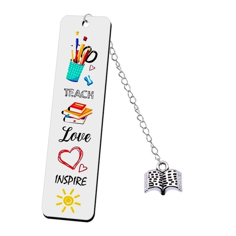 Stainless Steel Metal Bookmark Inspirational Quotes Teacher Appreciation Gift With Book Pendant Decorative Accessory