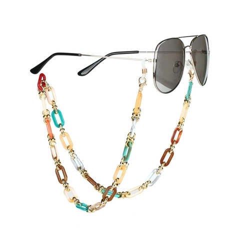 Retro Acryl Hars Brillenketting Grove Legering Metalen Schakels Brillenkoord Maskerband Antislip Decoratief Voor Dames