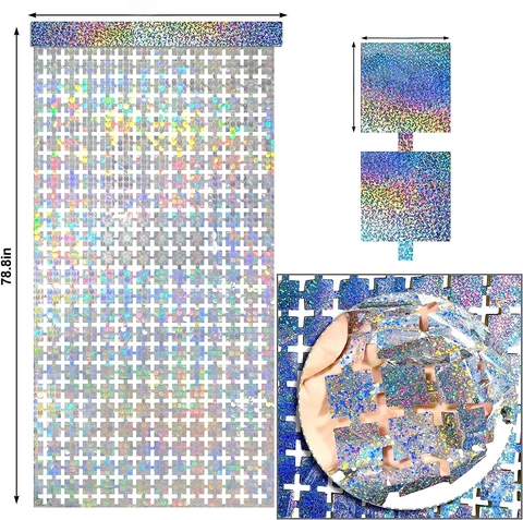 Tenda Con Frange In Lamina Metallica Laser Sfondo A Griglia Quadrata Per Decorazione Di Festa Di Compleanno Matrimonio Disco