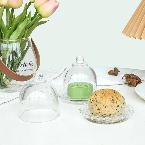 Transparent Glass Cake Dome Dessert Stand Candy Jar Decorative Jewelry Storage Box With Lid Nordic Style Home Ornament