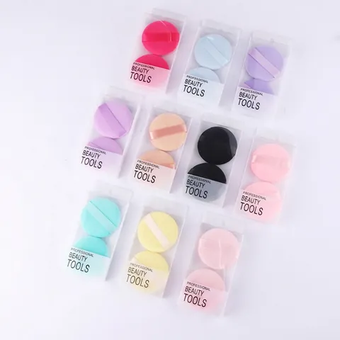 Houpettes À Poudre De Maquillage Professionnelles Éponge Douce En Microfibre Double Usage Sec Humide Mélangeur Fond De Teint Poignée Ruban Étui Portable