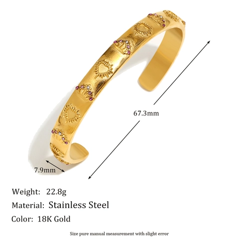 Joyas Celestiales De Cartas De Tarot Acero Inoxidable Chapado En Oro 18K Sol Luna Estrella Zirconia Bohemio Brazalete Pendientes Anillo