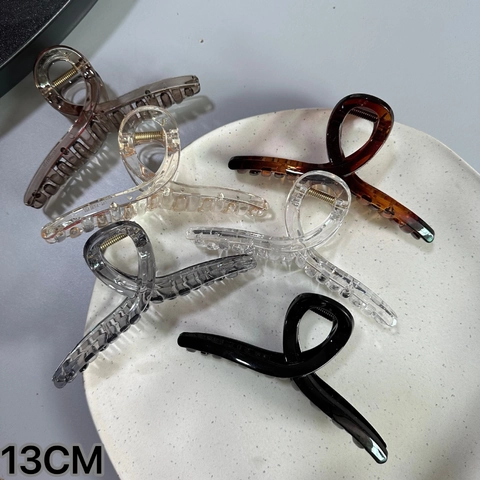 Pinza Para El Pelo Grande Clip De Tiburón Acrílico Plástico Diseño Retorcido Transparente Color Sólido Pelo Grueso Accesorio