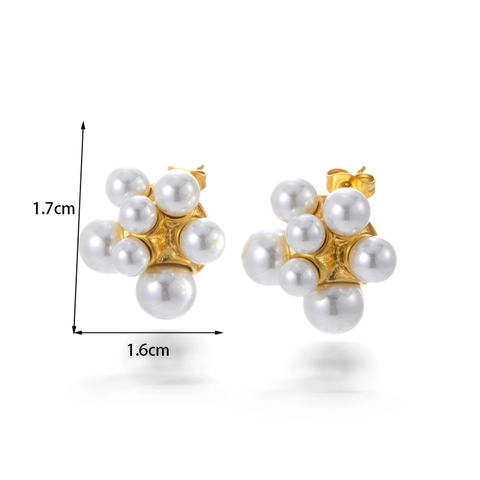Orecchini In Acciaio Inossidabile Con Künstliche Perle Retro Francesi Placcati Oro Grappolo Forma Di Ventaglio Gioielli Eleganti