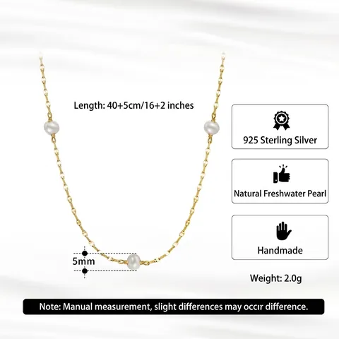 925 Sterling Zilver Zoetwaterparel Ketting Voor Vrouwen 14K Goud Verguld Barokparel Lip Ketting Eenvoudig Sleutelbeinketting Sieraden