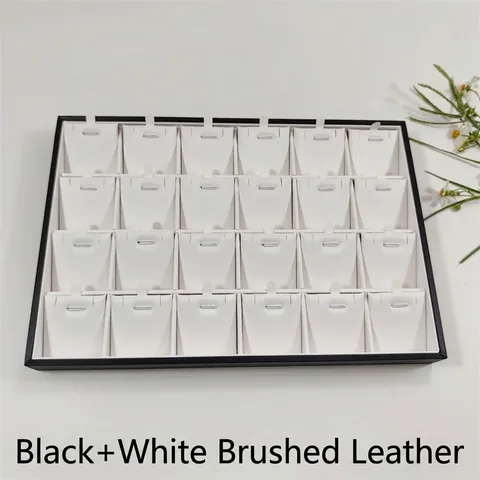 Jewelry Display Tray Necklace Pendant Organizer Multi Slot Brushed PU Leather Grid Design For Showcase Counter Storage
