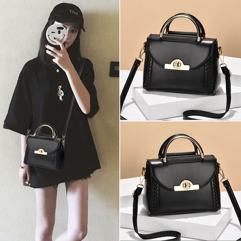 Damen Umhängetasche Kunstleder Handtasche Metallgriff Gewebte Details Überschlag Crossbody Tasche Alltag Elegant