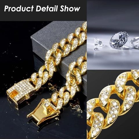 Pet Cuban Link Chain Collar Alloy Rhinestone Iced Out Decorative Jewelry For Dogs Cats Hip Hop Luxury Necklaces