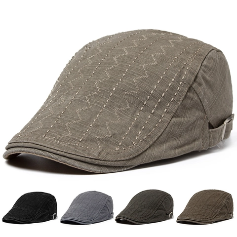 Vintage Herren Schirmmütze Reine Baumwolle Verstellbare Retro Ivy Baskenmütze Wellennähte Sonnenschutz Outdoor Casual