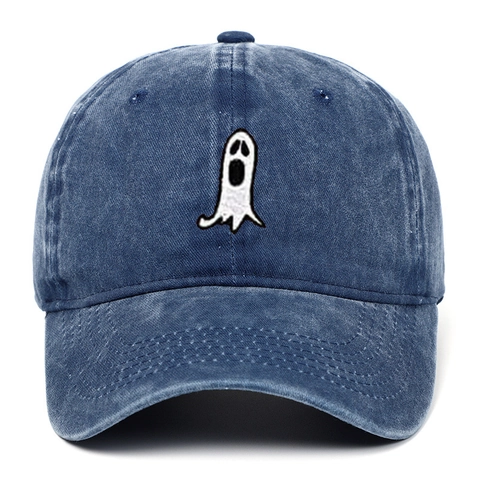 Casquette De Baseball En Coton Lavé Broderie Fantôme Halloween Visage Effrayant Ajustable Dad Hat Pour Hommes Femmes