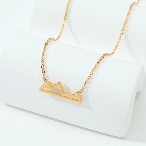 Collana Con Ciondolo Vetta Della Montagna Acciaio Inossidabile Cavo Geometrico Ispirato Alla Natura Gioielli Minimalisti