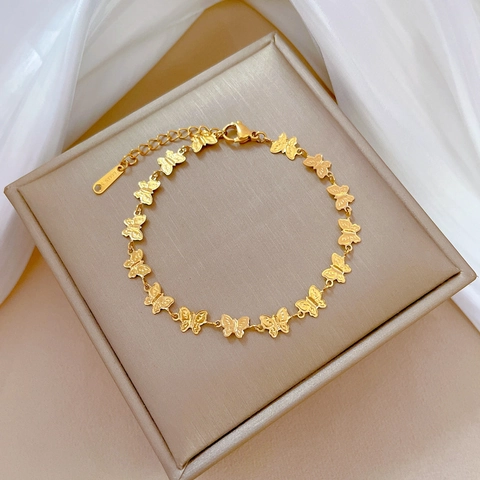 Bracciale A Maglie Con Farfalla In Acciaio Inossidabile Traforato Regolabile Gioiello Vintage Minimalista Da Donna