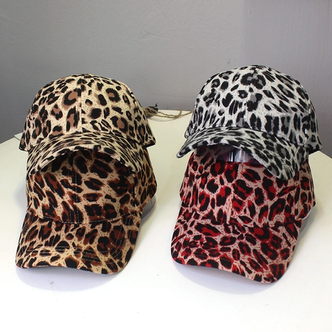 Leopard Print Baseball Cap Cotton Denim Sun Protection Curved Brim Outdoor Casual Fashion Hat For Women And Men