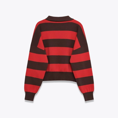 Maglione Polo In Maglia Da Donna A Righe A Maniche Lunghe Vestibilità Comoda Top Vintage In Acrilico Poliestere