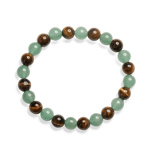 Natural Stone Beaded Bracelet Tiger Eye Green Aventurine Rose Quartz Elastic Cord Handmade Unisex Jewelry Gift