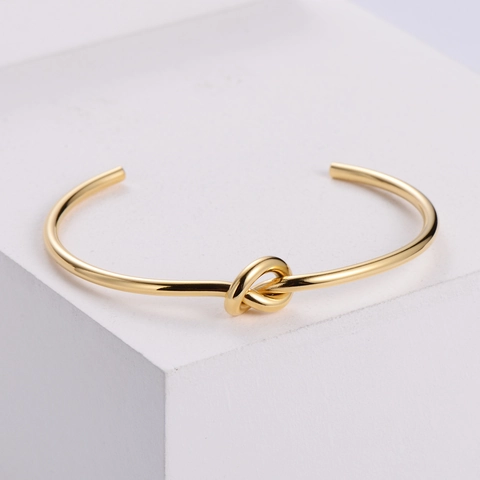 Bracciale Rigido Aperto Con Nodo Minimalista Acciaio Inossidabile 316 Bracciale Regolabile Da Donna Gioielli Eleganti